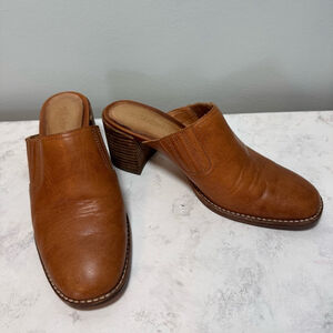 Women's Madewell Carey Leather Mules Size 6.5 Brown